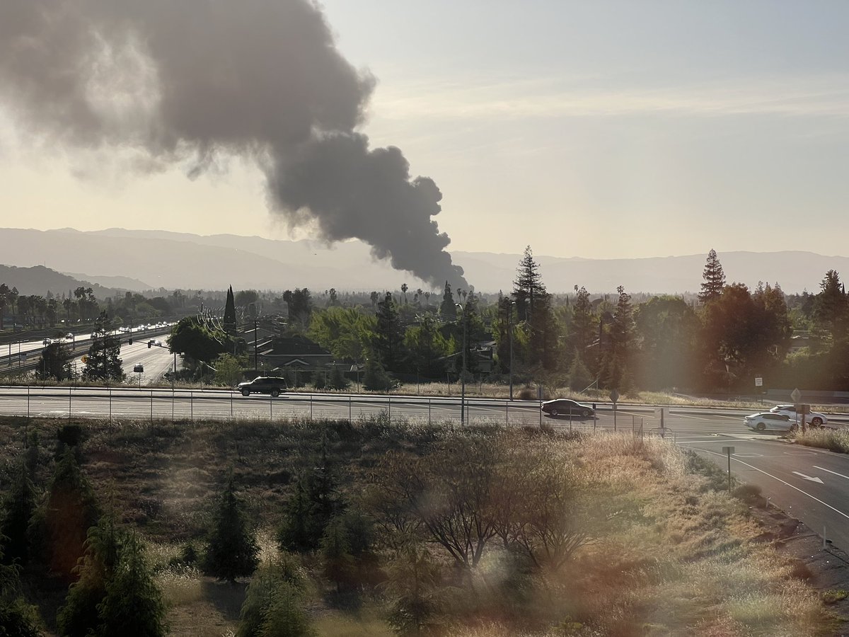 Huge fire at Home Depot in South San Jose.   the smoke from miles away