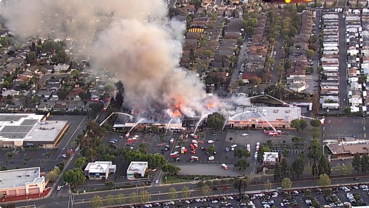 That Home Depot is a write-off — roof is gone, interior totally gutted, and even the metal shelving is largely melted to slag