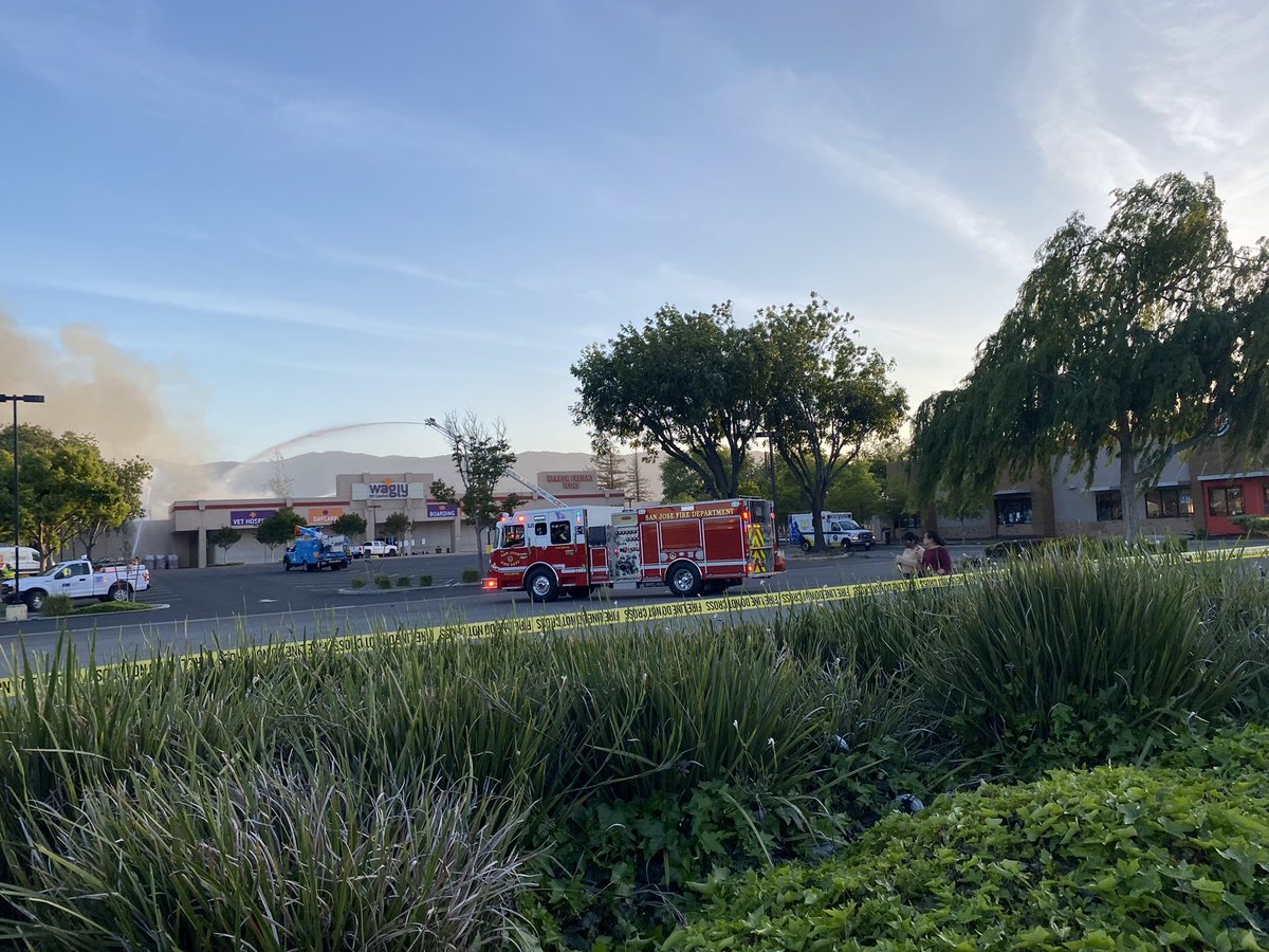 Massive smoke clouds from a 5-alarm structure fire at a San Jose Home Depot. This is at the 900 block of Blossom Hill Rd. Flames reported early evening around 6p