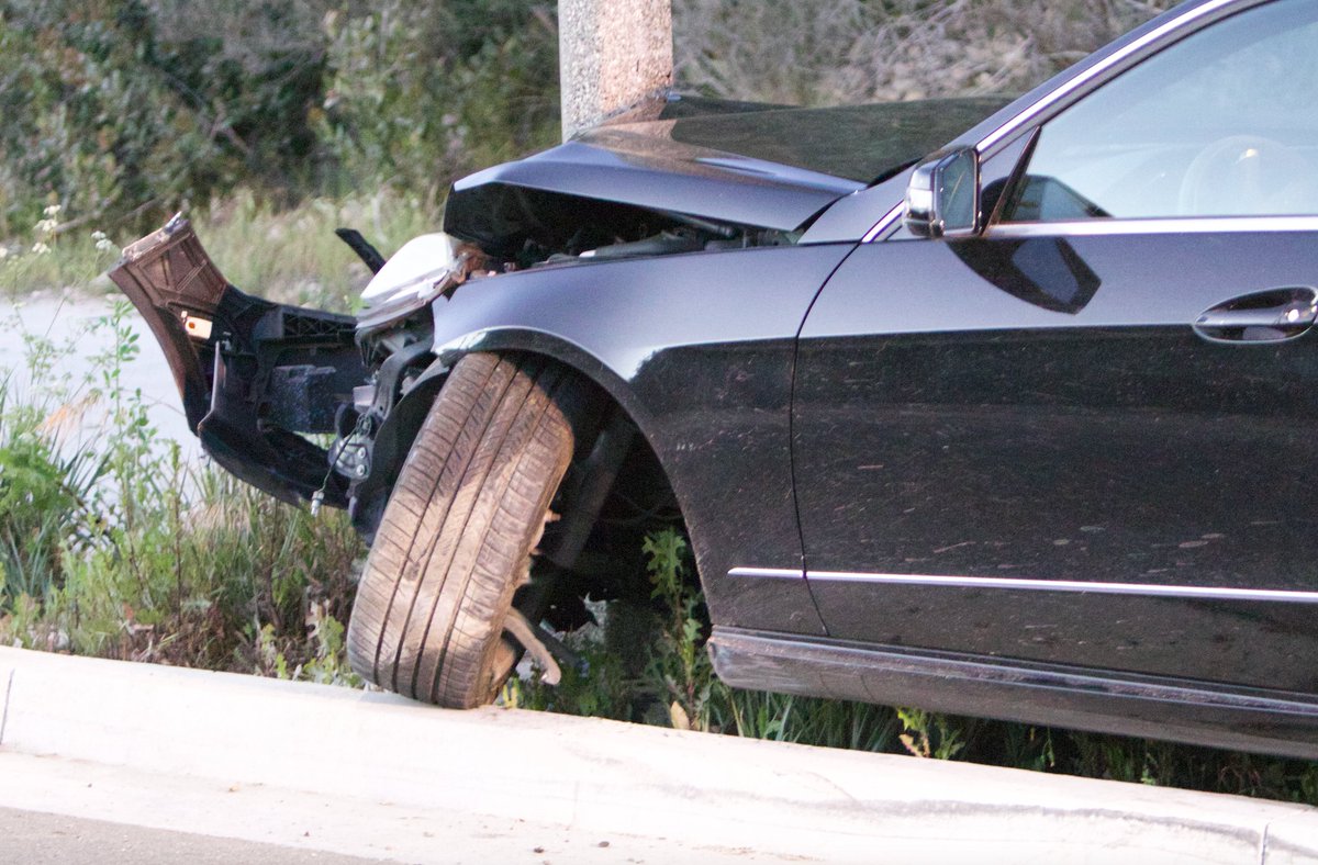 After this Mercedes Benz plowed into a power pole at Las Positas Rd. and Cliff Dr. in Santa Barbara around 7 p.m. Tuesday,  police say the driver was gone from the scene before they arrived.They were checking Cottage hospital and a home address. The crash broke the axle