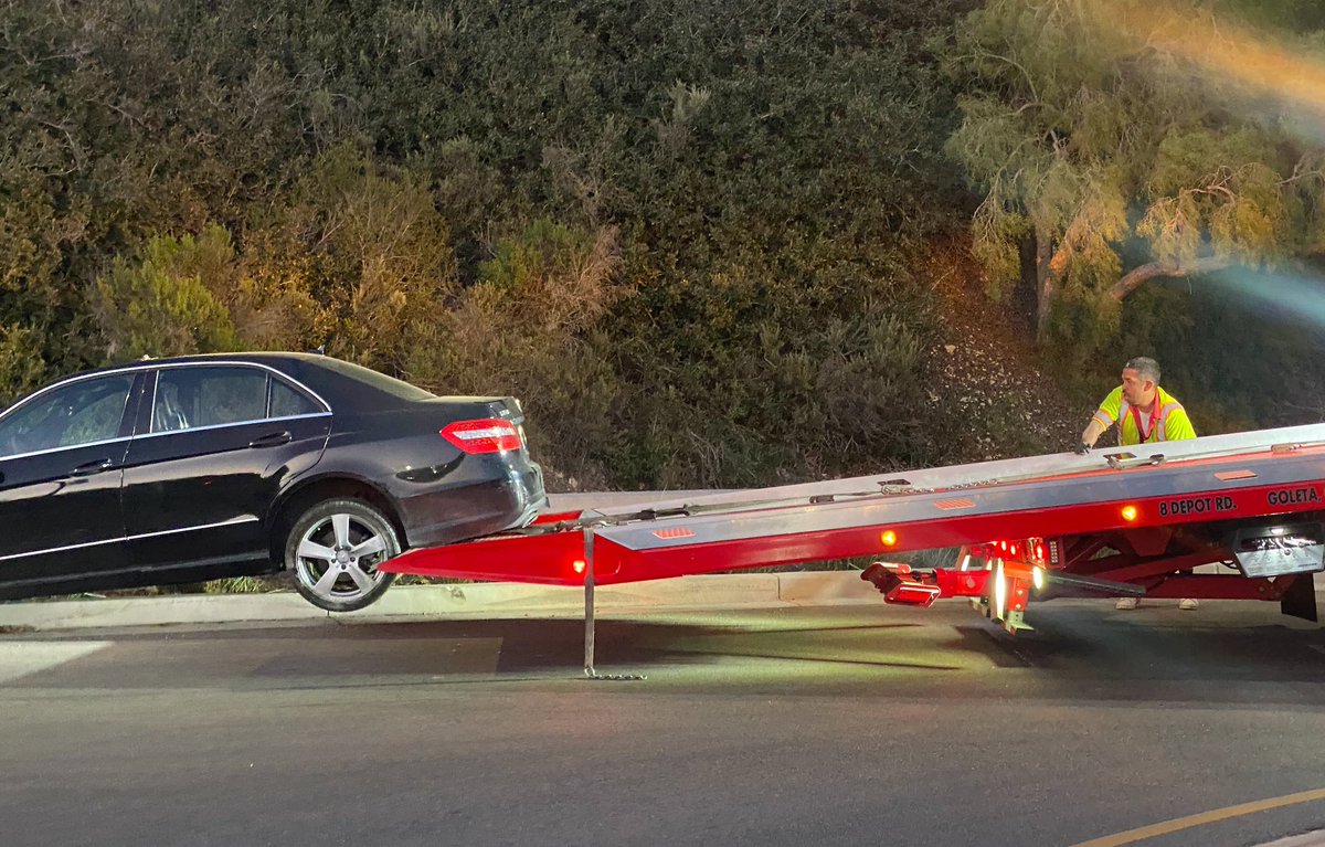 After this Mercedes Benz plowed into a power pole at Las Positas Rd. and Cliff Dr. in Santa Barbara around 7 p.m. Tuesday,  police say the driver was gone from the scene before they arrived.They were checking Cottage hospital and a home address. The crash broke the axle