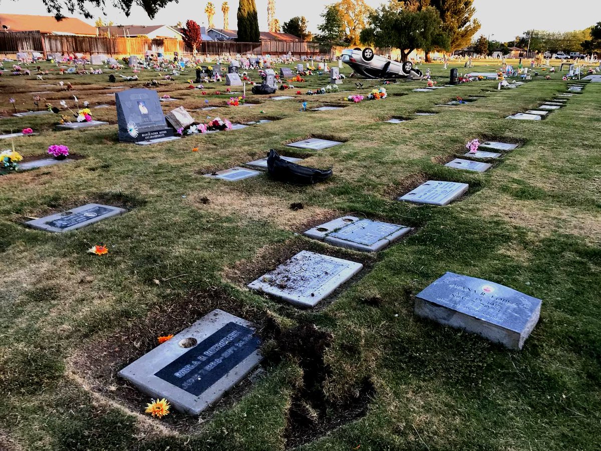 Hollister Graveyard DUI Crash: A driver with a blood alcohol content of 0.18% decided to turn the Hillcrest Cemetery into a racetrack, Hollister police said