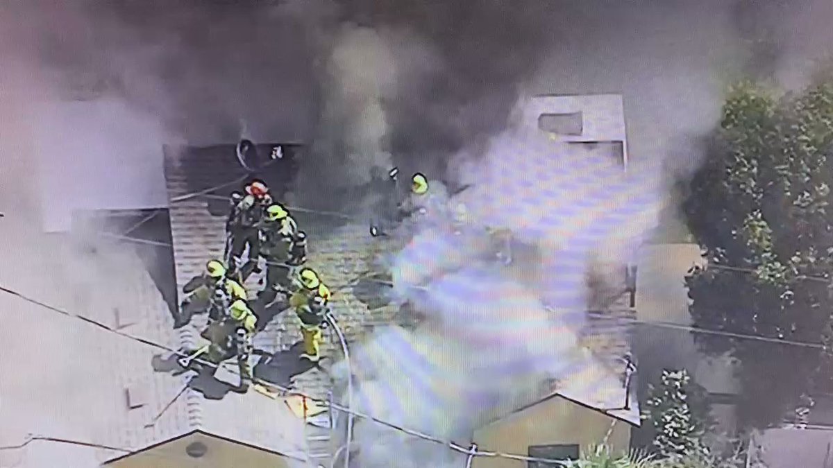 Newschopper 4 over a fire in MtWashinton area, 4649 E. San Andreas Ave