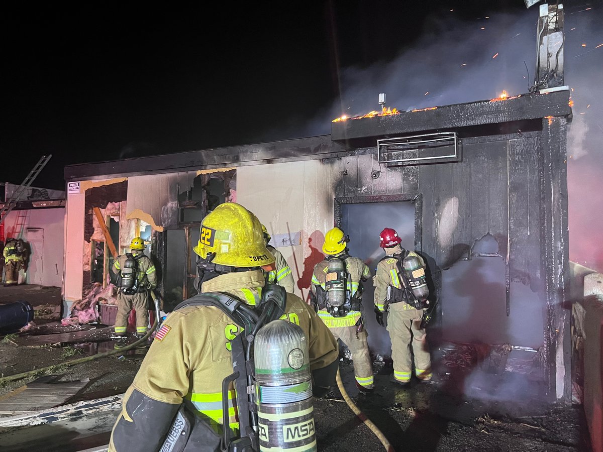 HESPERIA: SBCoFD on scene of a Commercial structure fire 14K block Bear Valley Road. BC141 IC reporting heavy smoke and fire from a single story board up.  Firefighters in offensive fire attack.  