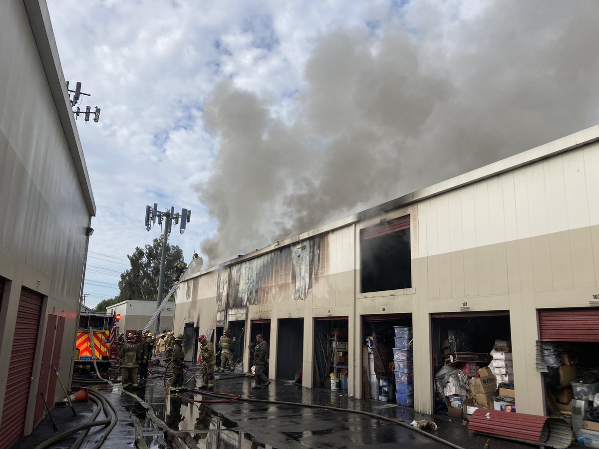 LBFD units still on scene of a 2nd Alarm fire at a storage facility on 2000 block of W. Carson St.  30 units involved. Defensive fire attack after floor collapse on 2nd floor. No injuries. Fire under investigation