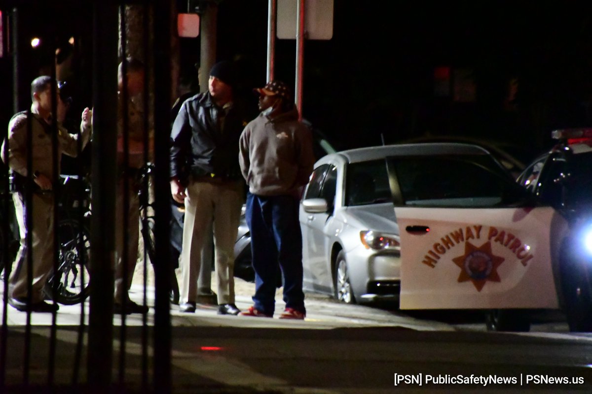 CHP Bike Officers have two in custody, after a foot pursuit, in the area of 12th and F Streets who  were wanted for vandalism of a state building at 1515 K Street.  One female in a black hoodie is outstanding