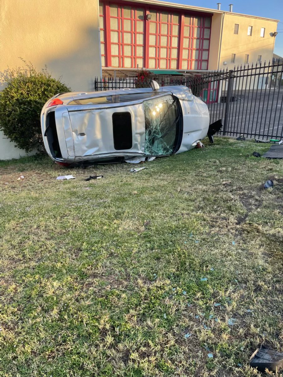 16th Ave @ Foothill in Oakland, A drunk driver ran a red light at a  high rate of speed and crashed into our patrol deputy. Our deputy was transported to the hospital with injuries but will recover. The drunk driver was arrested. 