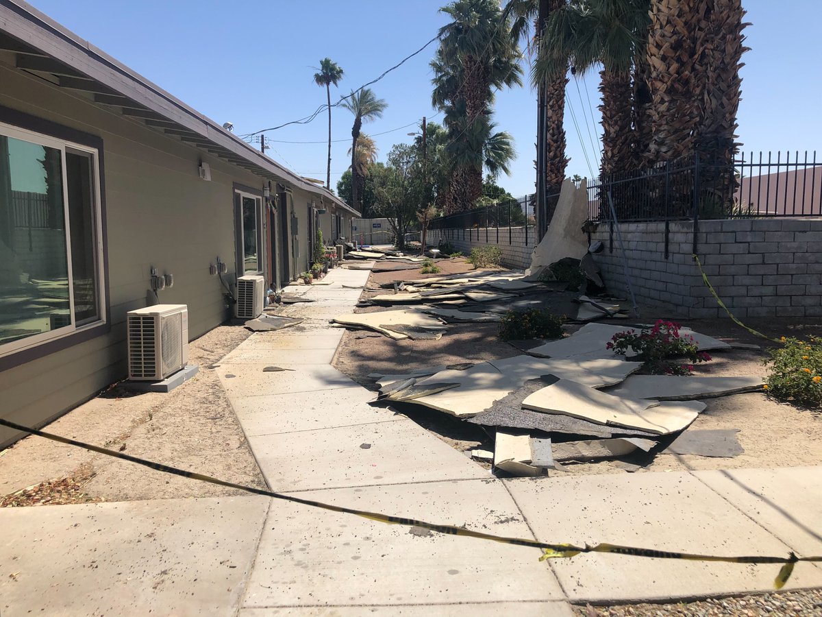 Here's a look at a major problem caused by the gusts in Cathedral City.    Luckily, no one was hurt, but unfortunately, people are out of their homes while repairs are being made