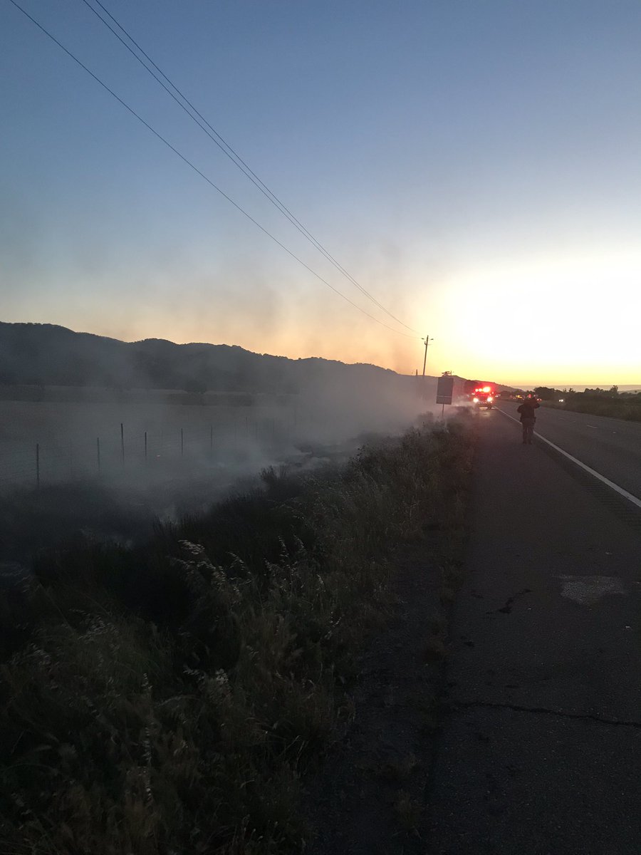 Grass Fire. SBC on scene of a 1 acre grass fire 101SB 1 mile south of Los Alamos. 3 engines and a Water tender have knocked the fire down. Will be on scene to mop up do approximately 1 hour. No injuries,no structure threat. Traffic restrictions in area. 