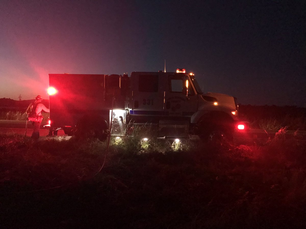 Grass Fire. SBC on scene of a 1 acre grass fire 101SB 1 mile south of Los Alamos. 3 engines and a Water tender have knocked the fire down. Will be on scene to mop up do approximately 1 hour. No injuries,no structure threat. Traffic restrictions in area. 