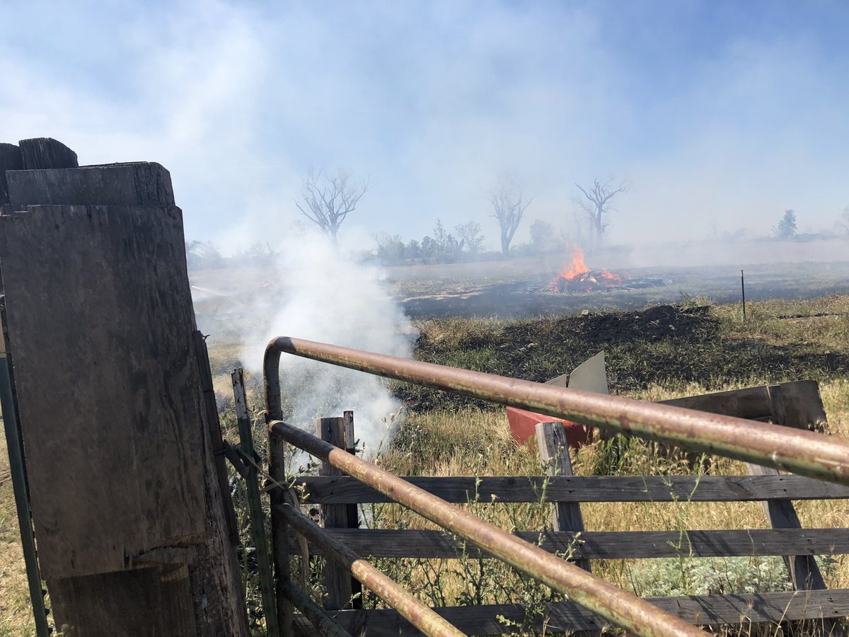 scene of a vegetation fire on Clark Road near Highway 70. Forward spread is stopped. About 1/4 acre. Crews will be committed another hour or so mopping up