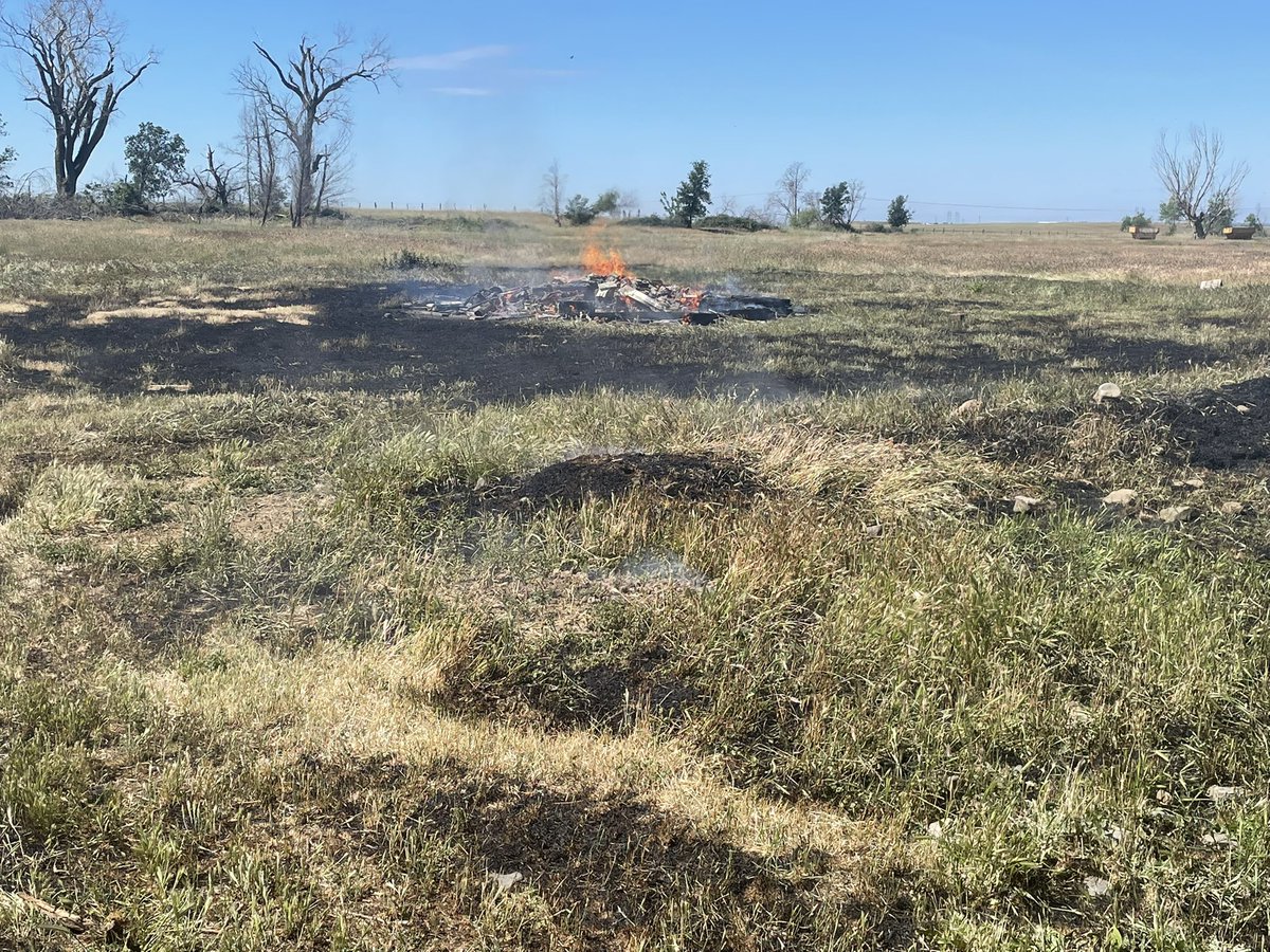 scene of a vegetation fire on Clark Road near Highway 70. Forward spread is stopped. About 1/4 acre. Crews will be committed another hour or so mopping up