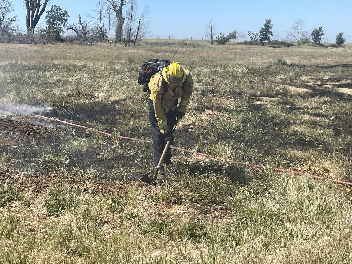 scene of a vegetation fire on Clark Road near Highway 70. Forward spread is stopped. About 1/4 acre. Crews will be committed another hour or so mopping up