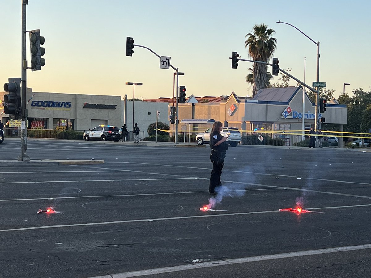 Fresno PD on scene of a crash involving a car and bike. This is at Blackstone and Herndon in north Fresno. Avoid this area as the investigation continues