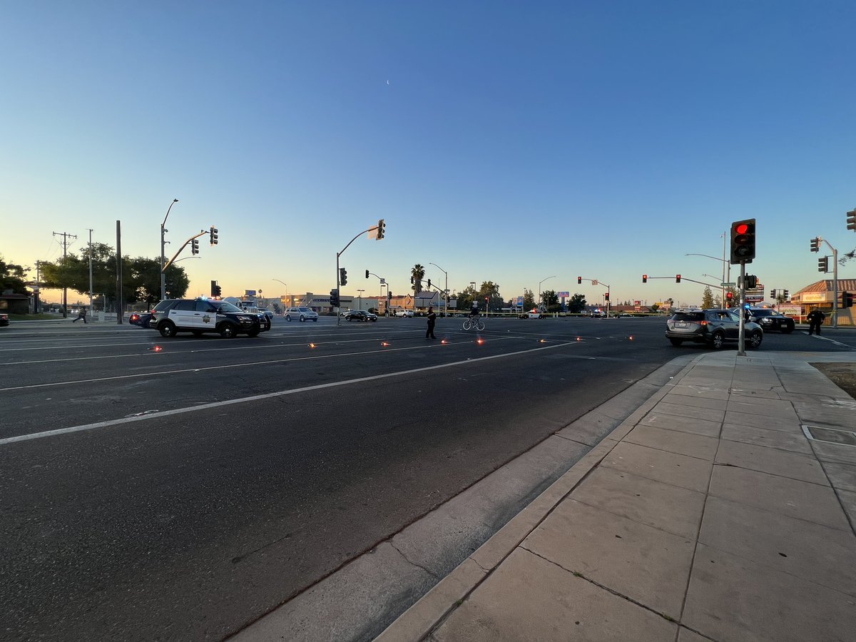 Fresno PD on scene of a crash involving a car and bike. This is at Blackstone and Herndon in north Fresno. Avoid this area as the investigation continues