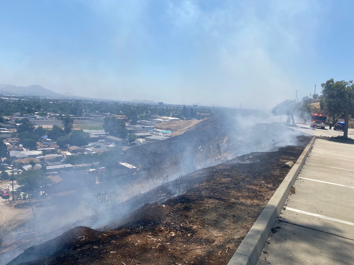 San Bernardino:  forward rate of spread has slowed, fire holding @ approx 10 acres. No evacuations. Crews continue to work on perimeter control, line construction & structure defense