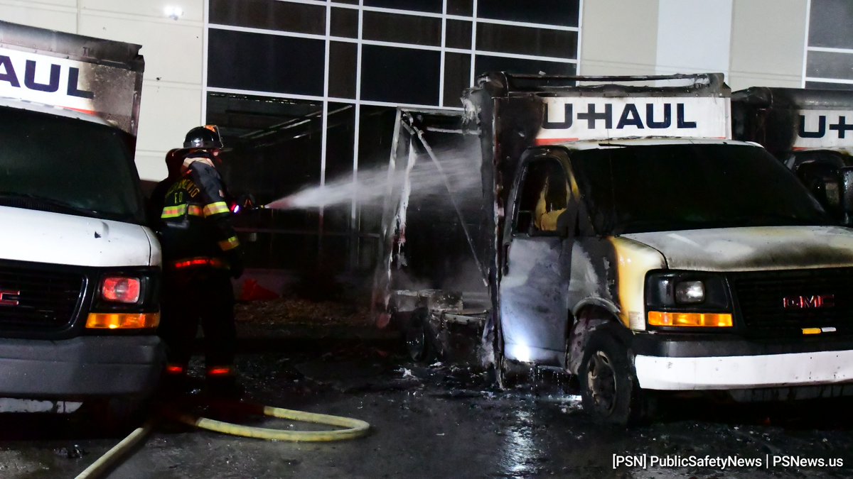 Commercial Vehicle Fire Arson UHAUL   3979 N. Freeway  Engine 8 is cleaning up, investigator is on scene after extinguishing three UHAUL trucks set ablaze. This is the fourth arson fire at this location in recent months. It appears the suspect(s) were siphoning fuel