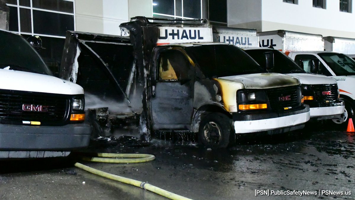 Commercial Vehicle Fire Arson UHAUL   3979 N. Freeway  Engine 8 is cleaning up, investigator is on scene after extinguishing three UHAUL trucks set ablaze. This is the fourth arson fire at this location in recent months. It appears the suspect(s) were siphoning fuel