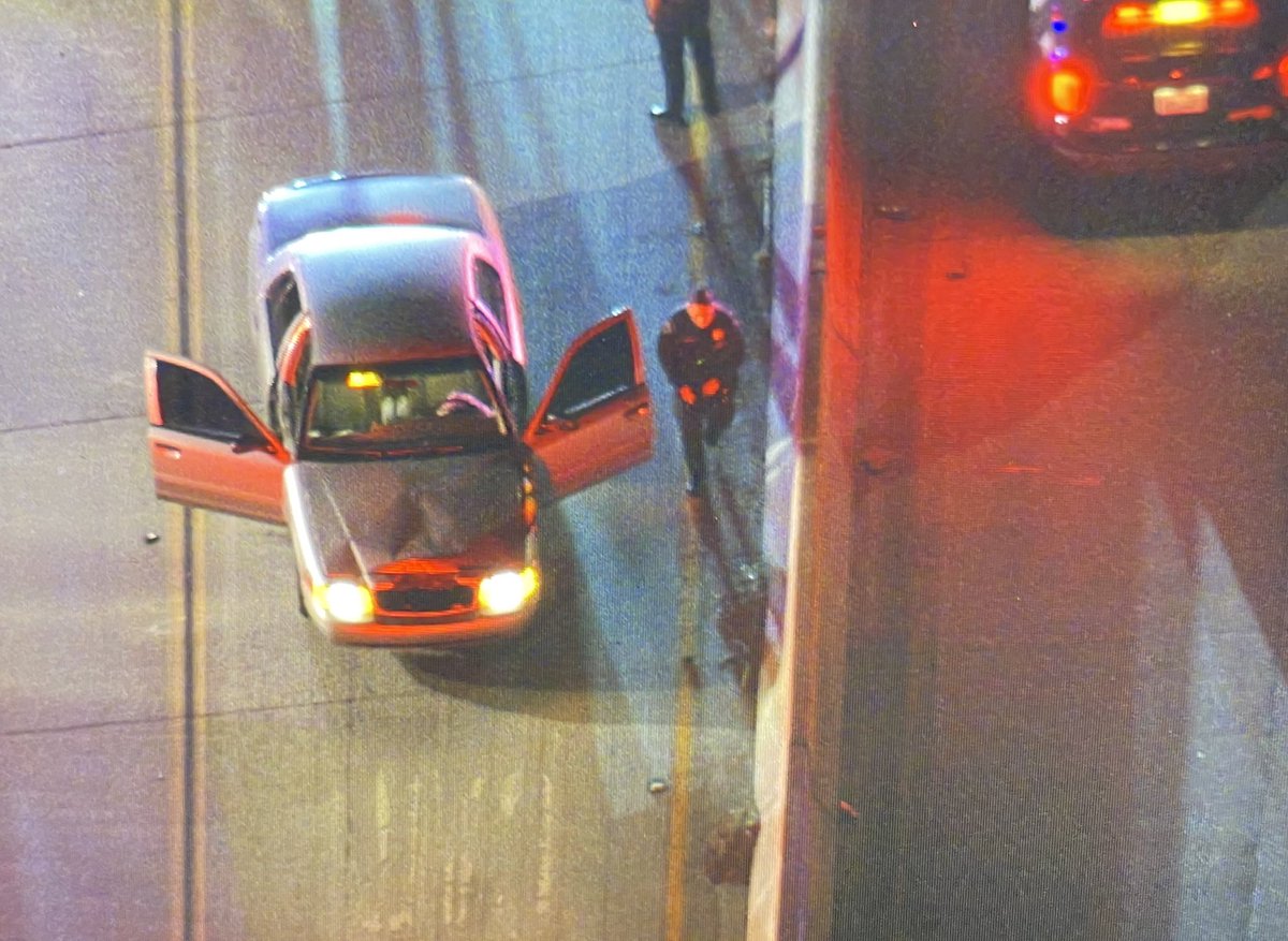 A pedestrian has been hit and killed by someone driving an LAPD vehicle in North Hollywood. 170 North at Victory, you can see the  dent on the hood of this older Crown Victoria. Appears to have been a homeless person. Freeway is closed at Victory Eastbound   