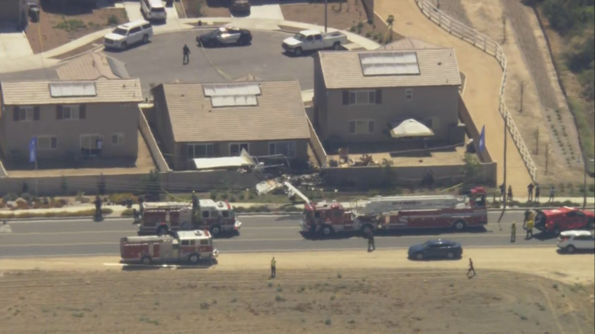 A small plane crashed into a Hemet neighborhood.