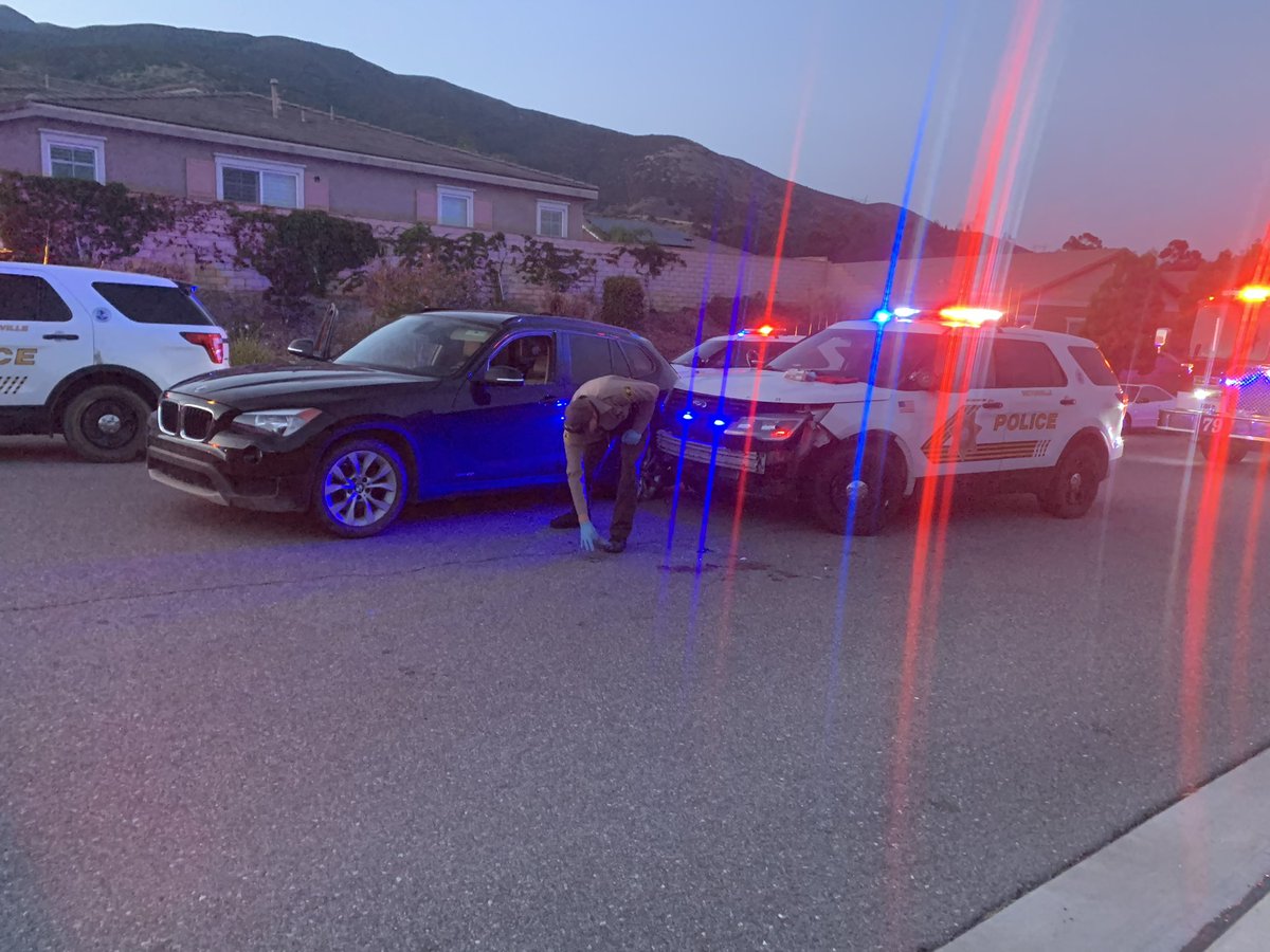 Pursuit @sbcountysheriff chased an auto theft suspect from Victorville to Fontana. One suspect taken into custody. No injuries