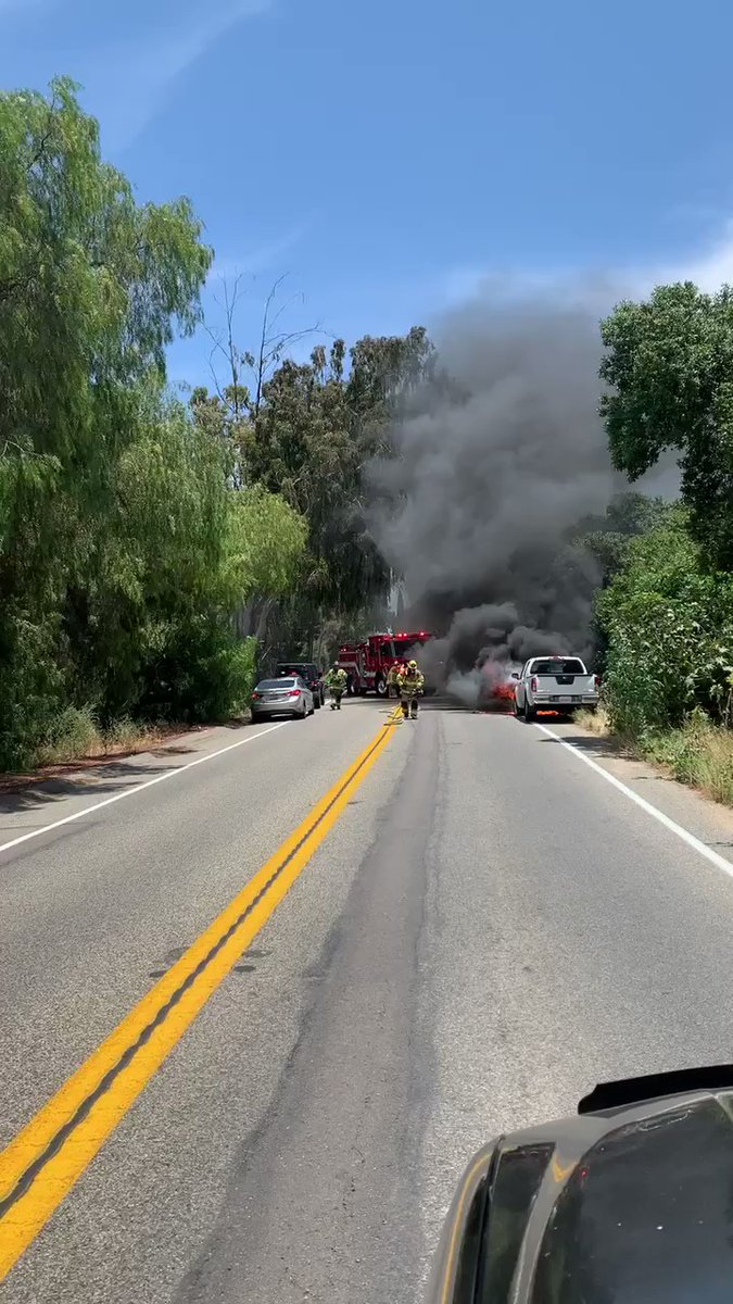 Firefighters quickly handled a vehicle fire along Gopher Canyon Road near I-15 in Bonsall minutes ago. The fire burned very close to brush, but has been contained. No injuries have been reported