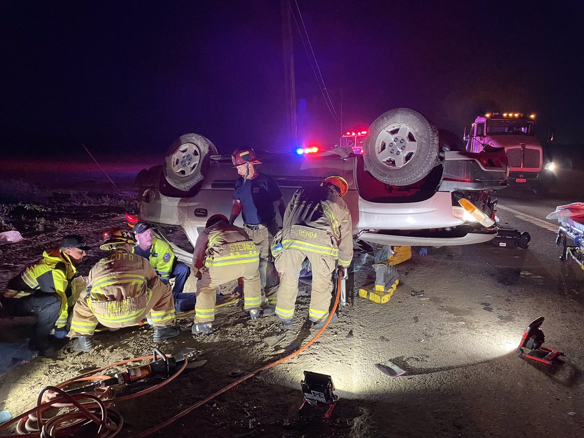 Central and Floradale, Lompoc Valley. SBC, LMP and AMR on scene of a vehicle rollover with heavy extrication required. Both patients, 1 red tag 1 yellow tag being transported to MMC by ground for treatment. Under inv. Traffic restrictions In area.C/T2223