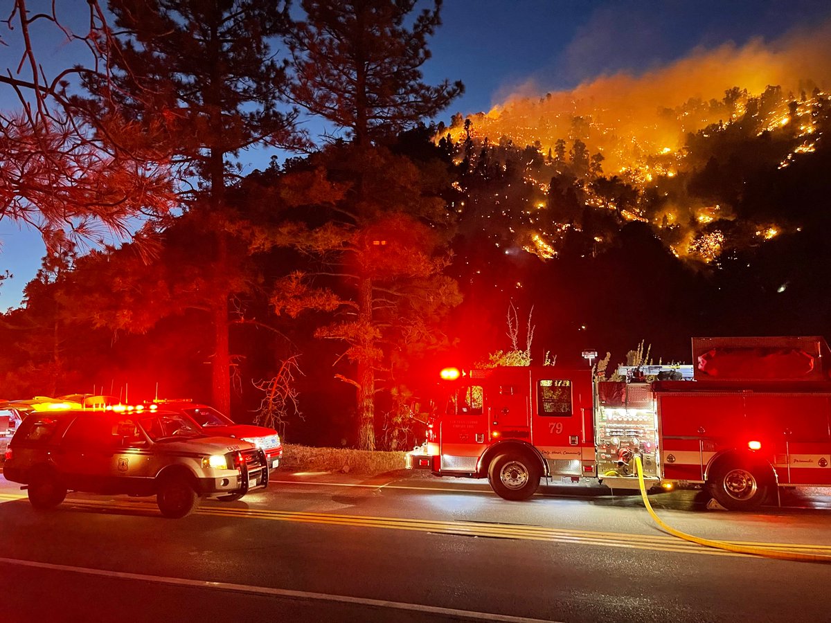 Vegetation fire, Sheep Creek x Highway 2.  -Approx 35 acres, 0% contained.  -Unified Command with @Angeles_NF & @CALFIREBDU  -No mandatory evacuations in place. Contingency plans &amp; crews in place.  -Highway 2 shut-down from 138 to Sheep creek area