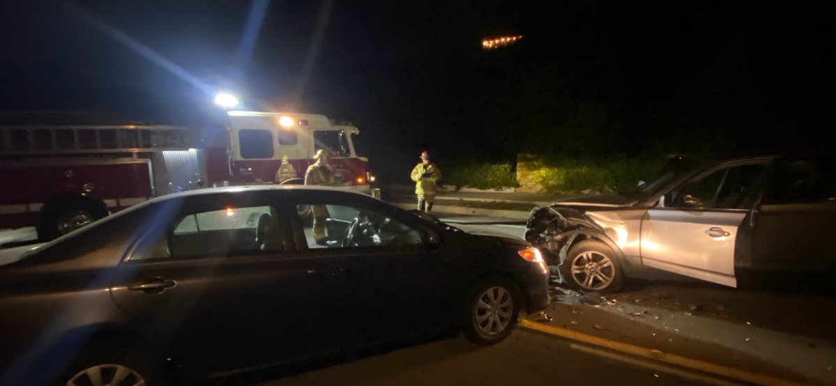 Santa Barbara Police search for the driver of a vehicle involved in a two car crash on Meigs Rd. and Ricardo Ave. Sunday at 9:25 p.m. SB fire also on the scene. The driver of one of the vehicles was seen leaving on foot. The other driver gave a statement to a patrol officer