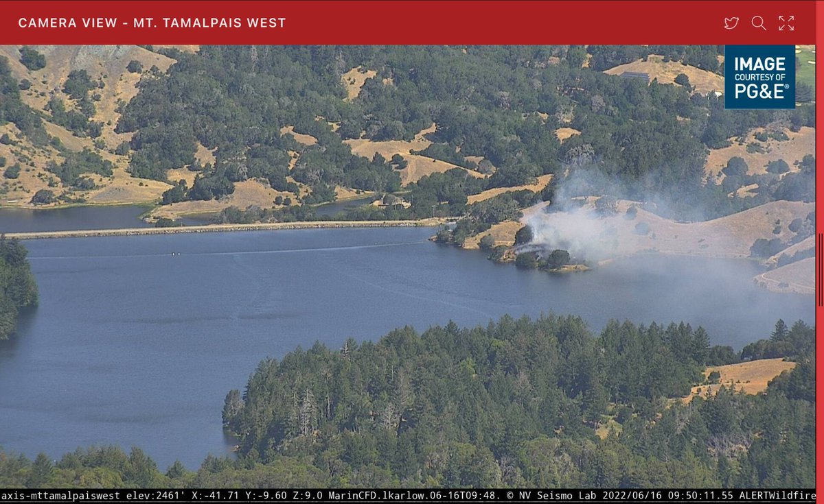 Deputies and @marincountyfire responding to a reported vegetation fire in the area of Bon Tempe Reservoir. Air resources on the way. Units still making their way to the scene. No evacuations at this time