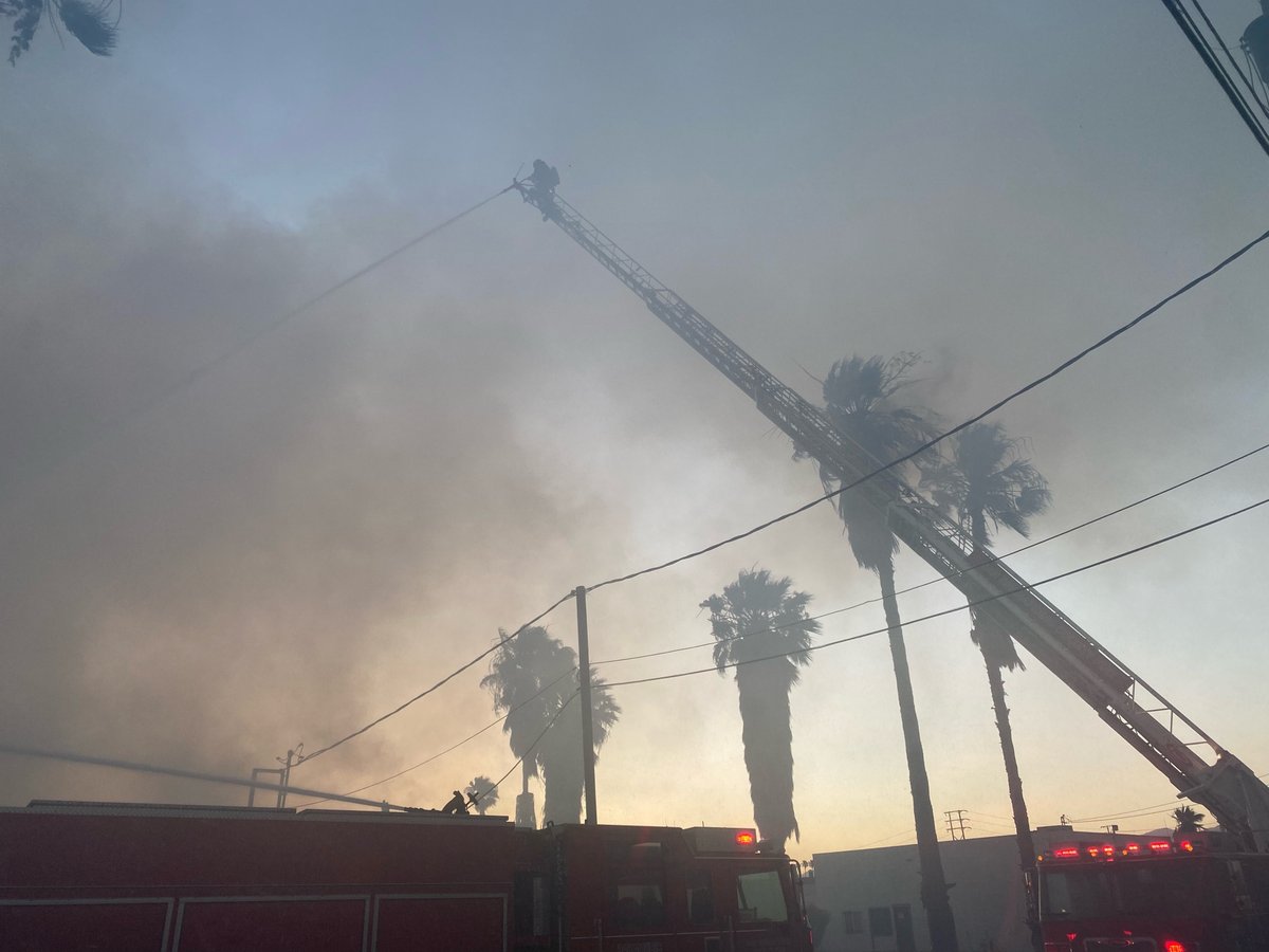 San Bernardino:  Firefighters continue to work on fire suppression & exposure protection