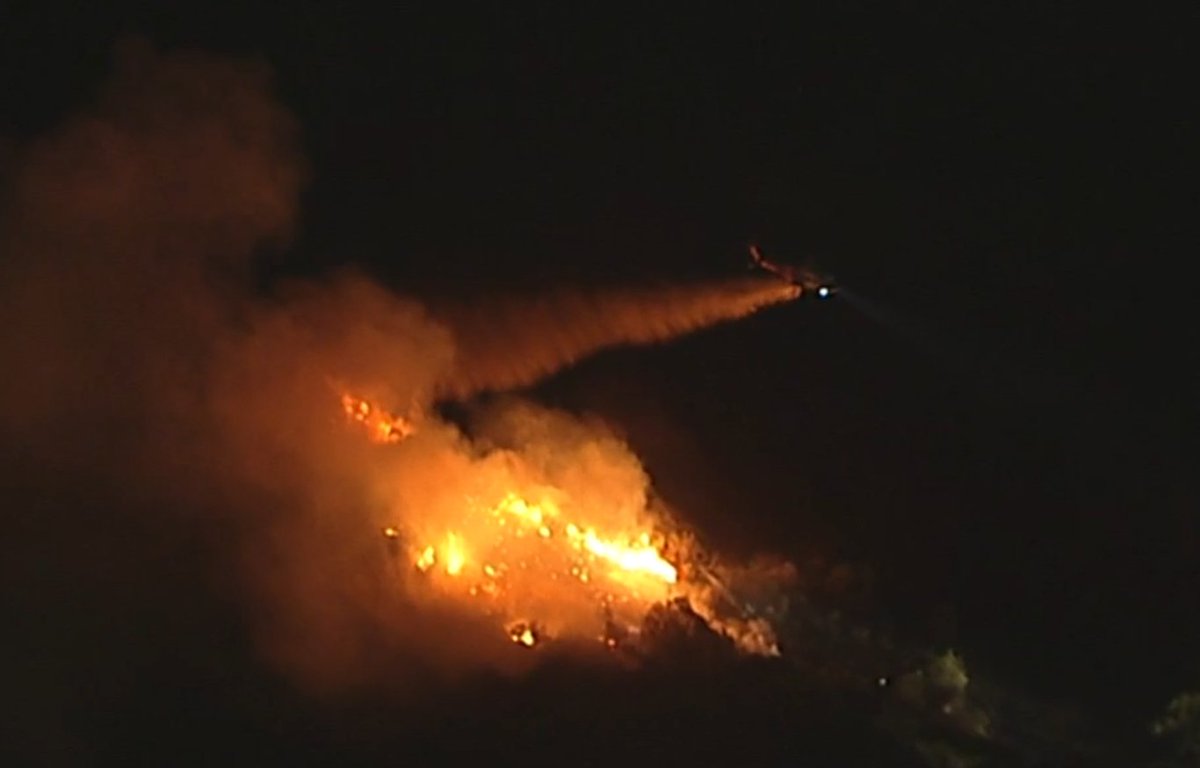 CoyoteFire in HollywoodHills: ~1 acre in medium-heavy brush with  slow rate of spread. 4 addl engines & all LAFD water dropping copters + 2 camp crews &amp; a copter from LA County ordered. 3650 Barham Blvd.