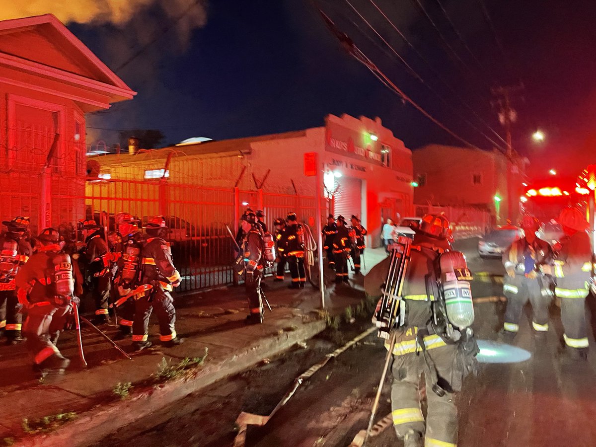 Crews on scene are 60 minutes into a 2Alarm commercial structure fire near 48th Ave & E12th Street. Fire is now contained but area residents may still smell and see smoke for another hour or more as crews continue to put water on the fire. This is still an active fire incident