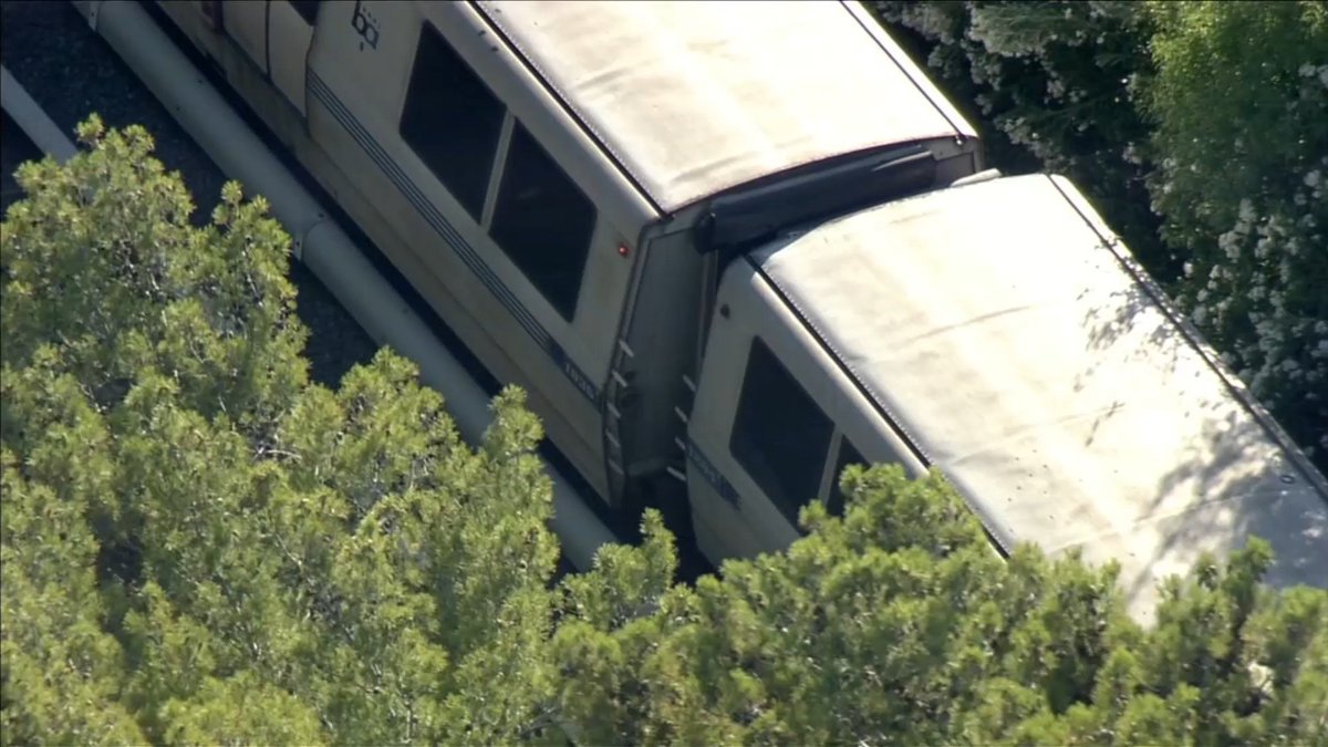 SKY7 was over the scene of a derailed BART train that forced evacuations between Concord and Pleasant Hill stations Tuesday evening. A passenger tells the train lurched suddenly and started shaking violently 