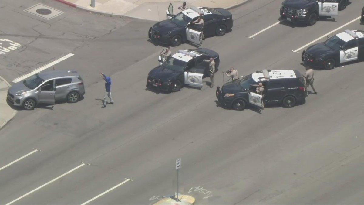 Two men were taken into custody after leading California Highway Patrol officers on a pursuit across the South Bay