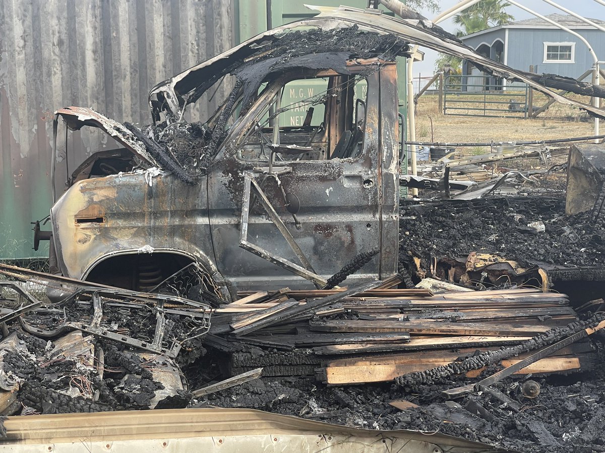 Homes Saved in Winters Fire, but some property lost. A trailer and a van were destroyed one man's property. Fire spread fast from 30-40 mph winds