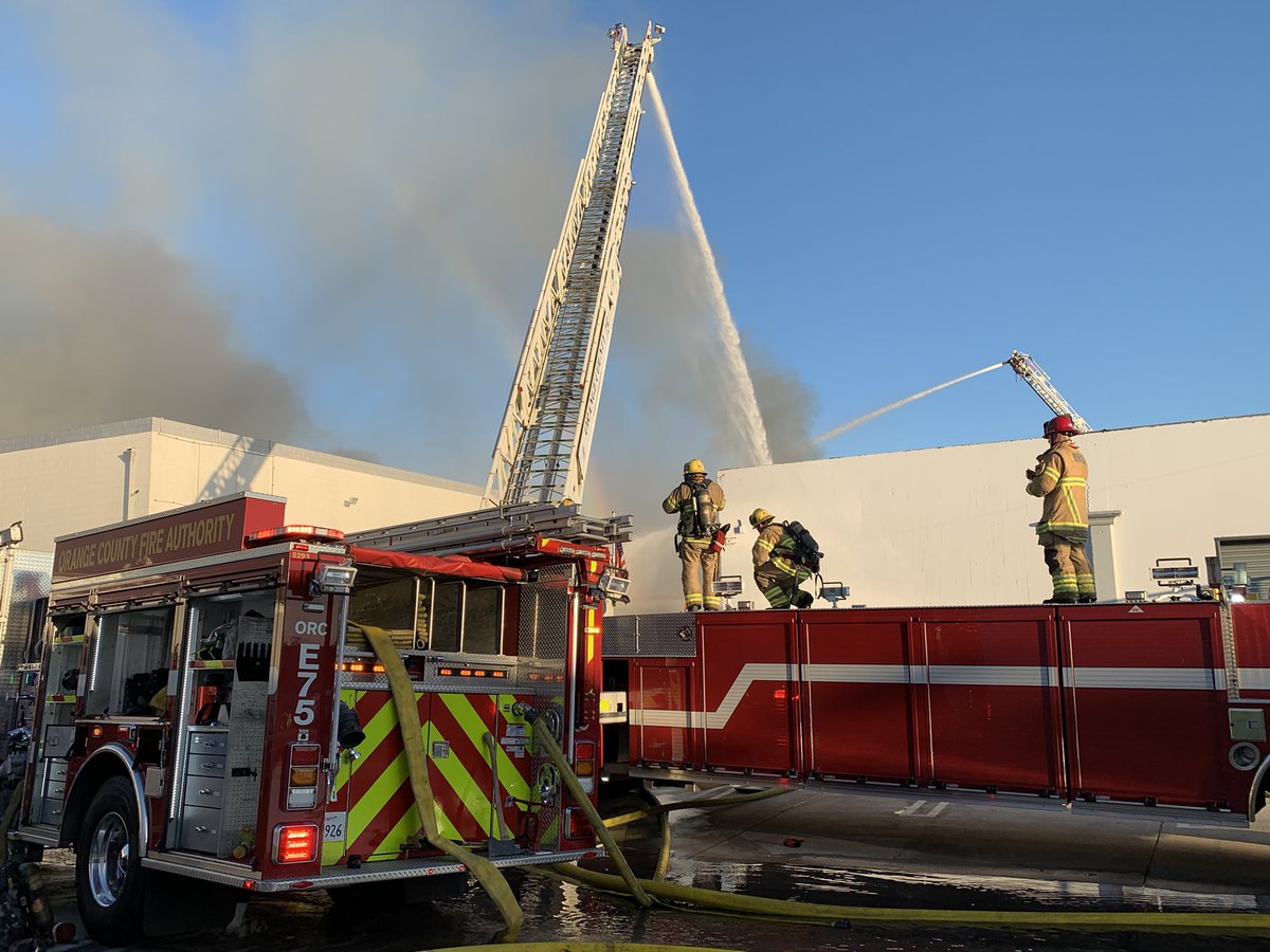 Santa Ana-At approximately 6:30 this evening OCFA responded to a commercial structure fire in Santa Ana. Crews arrived to 2700 block of S Main to find a well involved warehouse at a lumberyard. Crews initiated  fire attack and ordered a 2nd alarm,making good progress on the fire