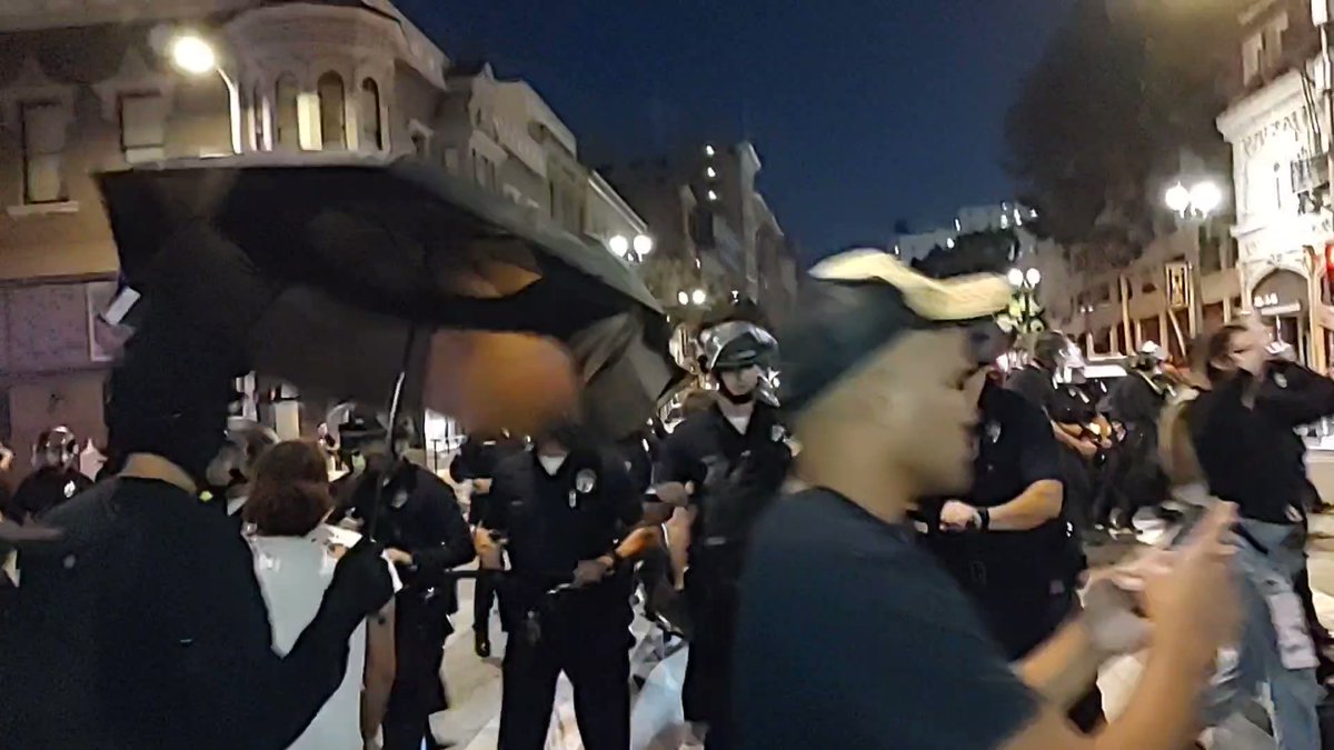 Another angle showing multiple officers pushing me to the ground at tonight's abortion rights protest downtown even as I complied with police orders