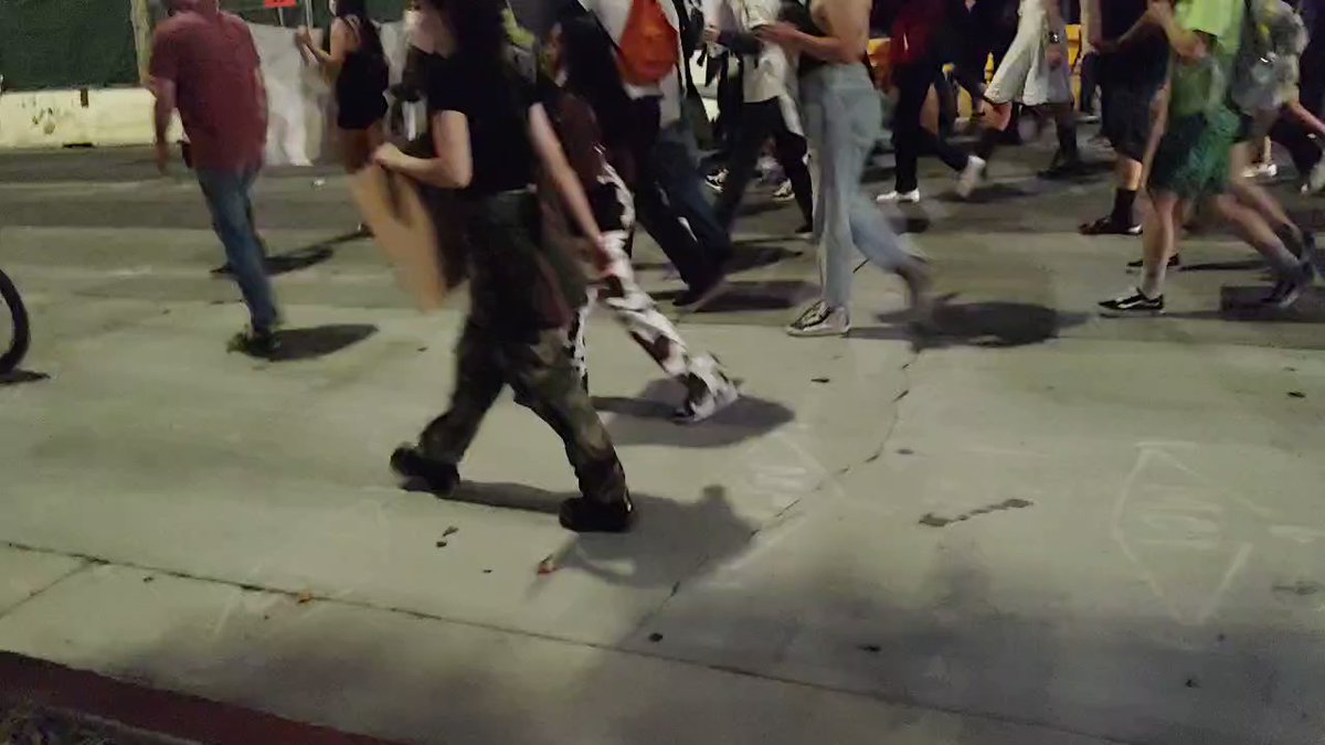 Abortions rights protest continues through Downtown Los Angeles.