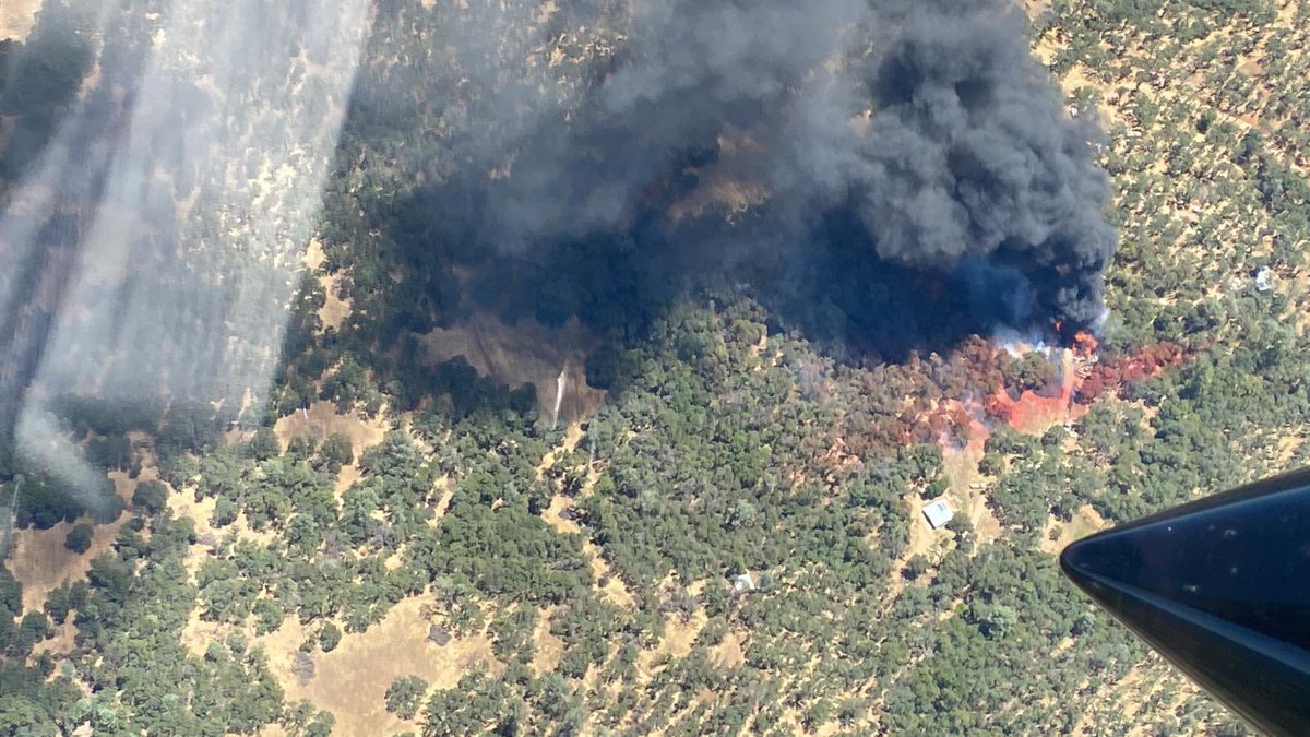 RiceFire CAL FIRE Firefighters arriving on scene in the area of Rice's Crossing near North San Juan in Nevada County. Firefighters report a fully involved structure with extension of the fire into the vegetation with a moderate rate of spread￼￼