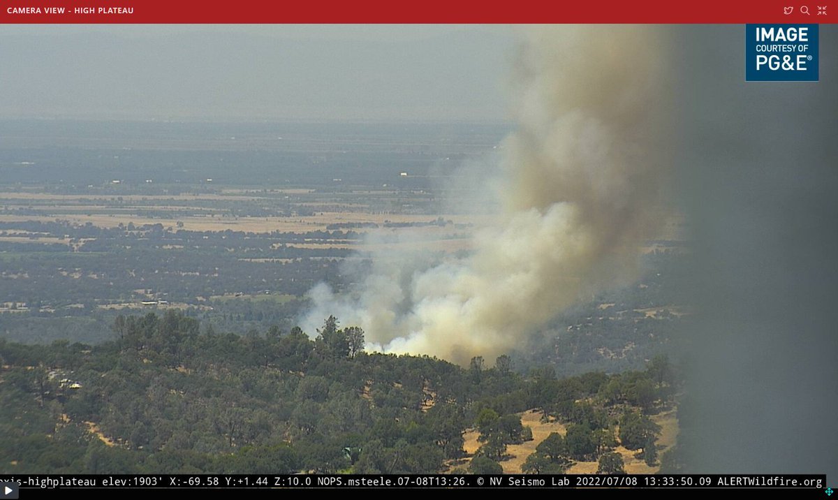 New fire in. Smoke can be seen in southern Butte County from the BarFire.  one engine to assist. The fire is 10-15 acres, burning southwest of Collins Lake. There is no threat to Butte County from this fire. Pics are from the Alert Wildfire camera system