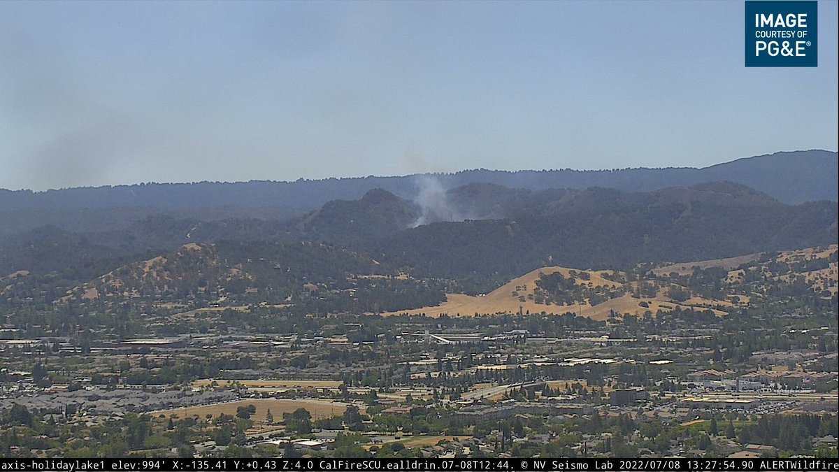 ArmsbyFire in west MorganHill, Santa Clara Co: AA504 reporting 5 acres in heavy fuels with  moderate rate of spread, terrain driven, potential for 100 acres. 2 addl tankers + an addl copter requested. Armsby Ln & Tohara Way