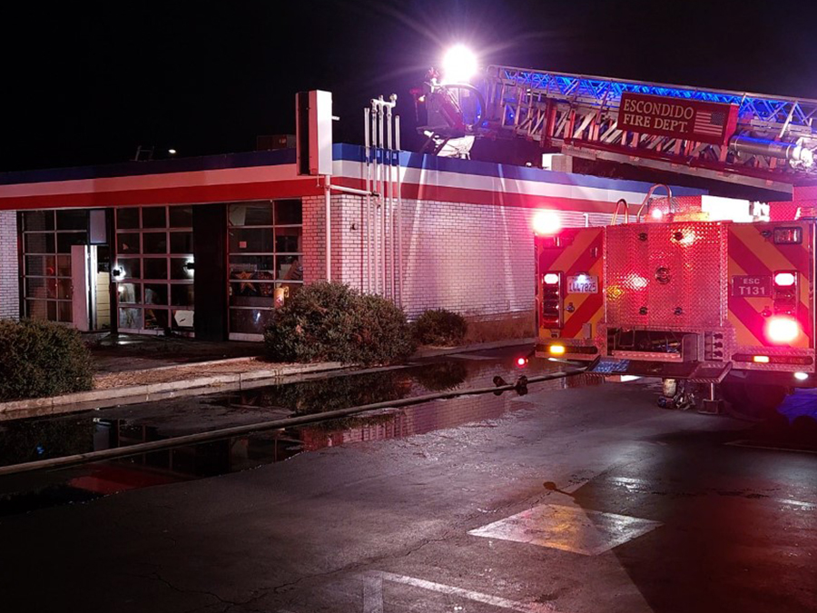 1 injured in fire at abandoned gas station in Escondido