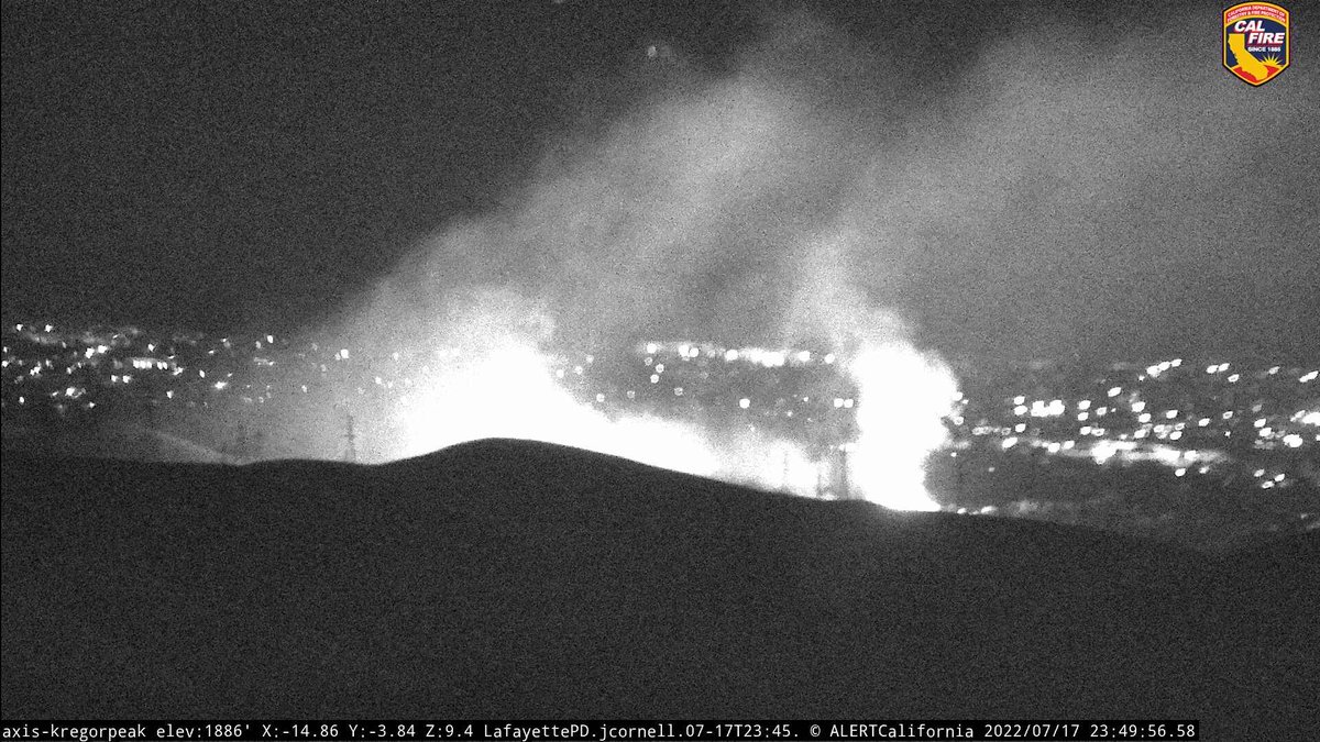 FairwayFire in Pittsburg, Contra Costa Co: E87 reporting 2 separate fires away from the housing areas. CAL FIRE sending a response - fires are visible on cameras, lots of calls being received. Located near 20 Fairway Ct