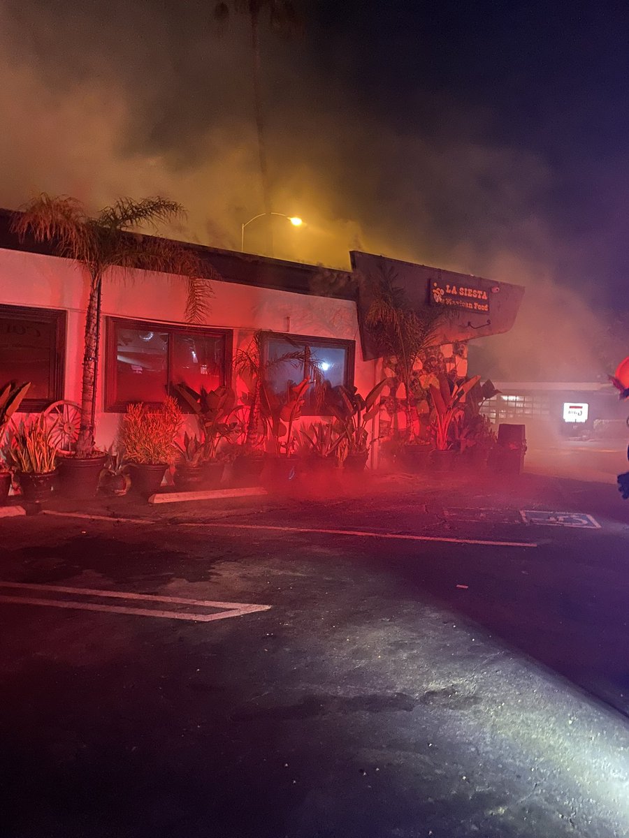 At 4:38 a.m, a citizen reported a fire at La Siesta restaurant at 920 N. El Camino Real in @CitySanClemente.  The fire was upgraded to a 2nd alarm with approx 50 FF's.  Crews forced entry through multiple sides of the building & had knockdown in just 39 min