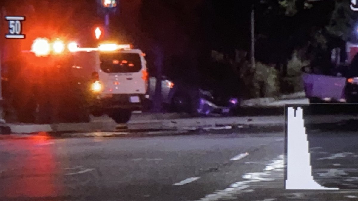 Officers with @StocktonPolice investigating a double shooting turned car crash on Morada Lane at Maranatha Drive. We are told one man has died and another person has been injured.