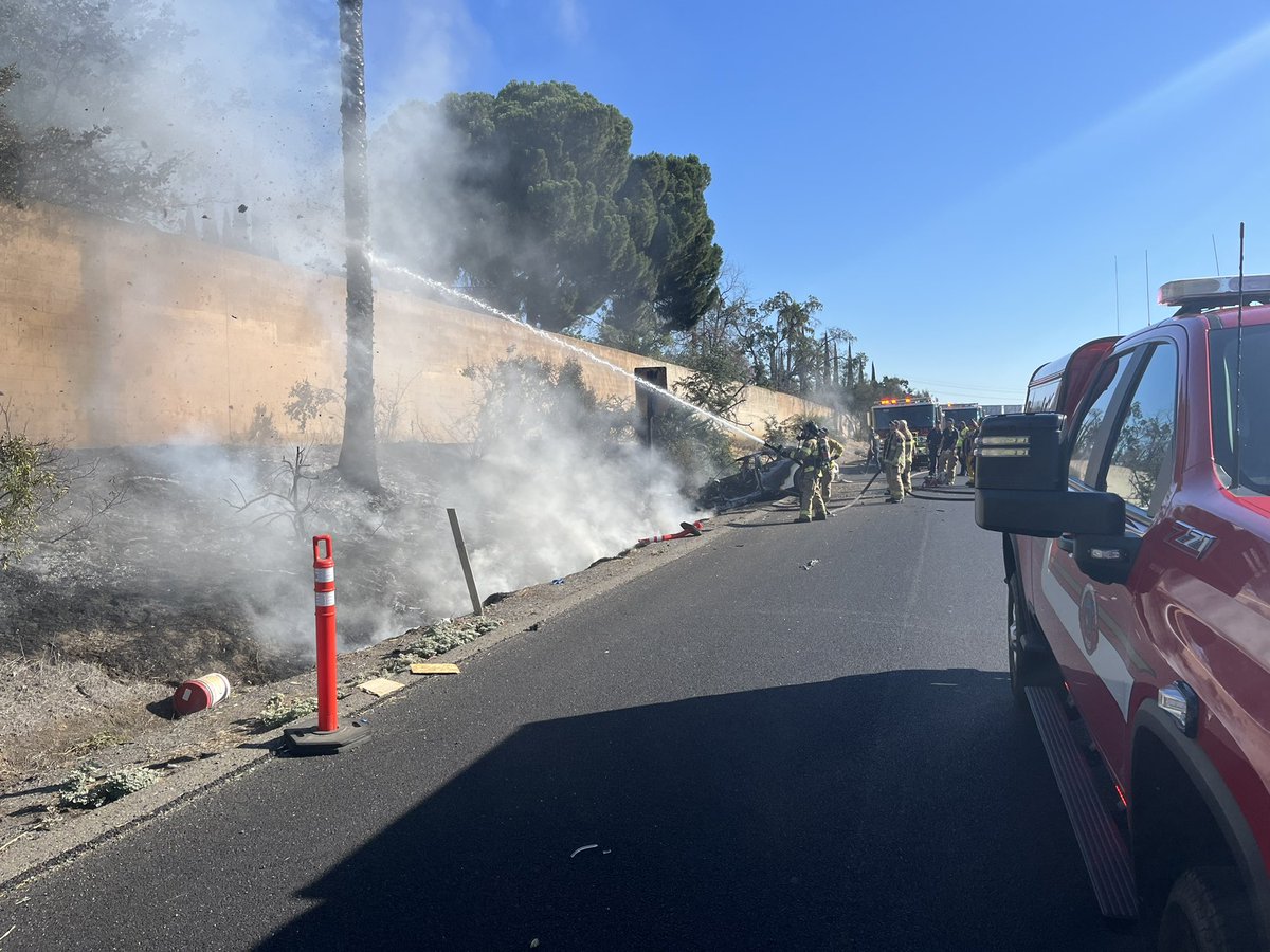 Metro Fire crews are working a Tesla fire on I-80 @ Madison Ave. 1 patient had been transported by ambulance. The vehicle and adjacent grass and utility pole are all extinguished. The freeway will be clearing shortly