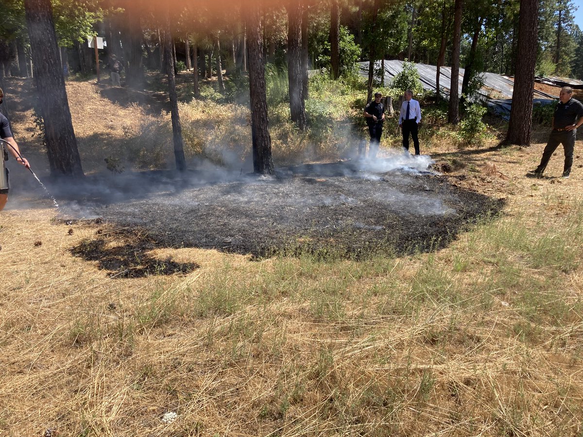 Grass Valley Fire Department at scene of an approximately 20 x 20 spot fire in the area of Brunswick and Plaza Drive. fire extinguished by arriving units. Negative injuries or threat to any structures