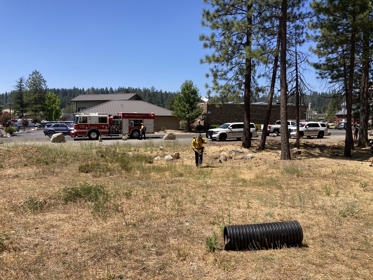 Grass Valley Fire Department at scene of an approximately 20 x 20 spot fire in the area of Brunswick and Plaza Drive. fire extinguished by arriving units. Negative injuries or threat to any structures