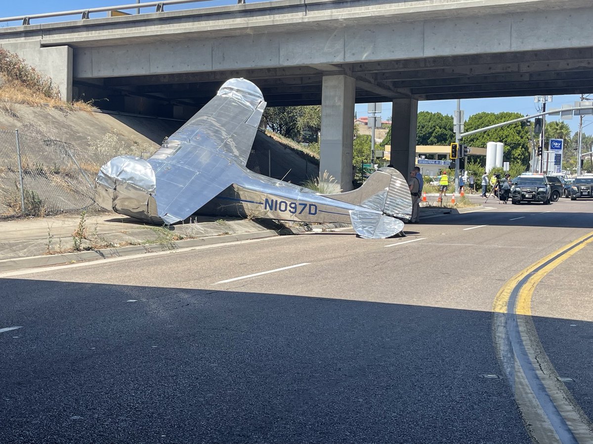 Plane down in El Cajon on Greenfield Dr. near I-8. Pilot transported to hospital for evaluation. No one else in the plane. 1700 Greenfield Dr. closed. Freeway not impacted at this time. CHP to give updates shortly